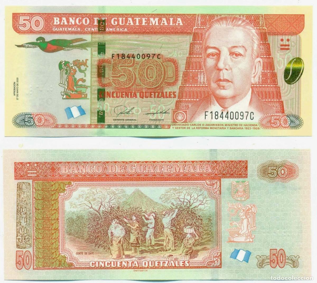 Billetes extranjeros: Guatemala 50 Quetzales 2020 Pick 125d n/s F18440097C Sin Circular (el billete de la foto)