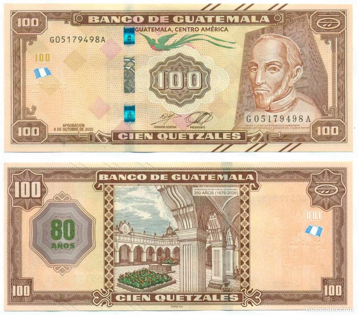 Billetes extranjeros: Guatemala 100 Quetzales 2025 Pick 130 Comm. n/s G05159463A Sin Circular (el billete de la foto)