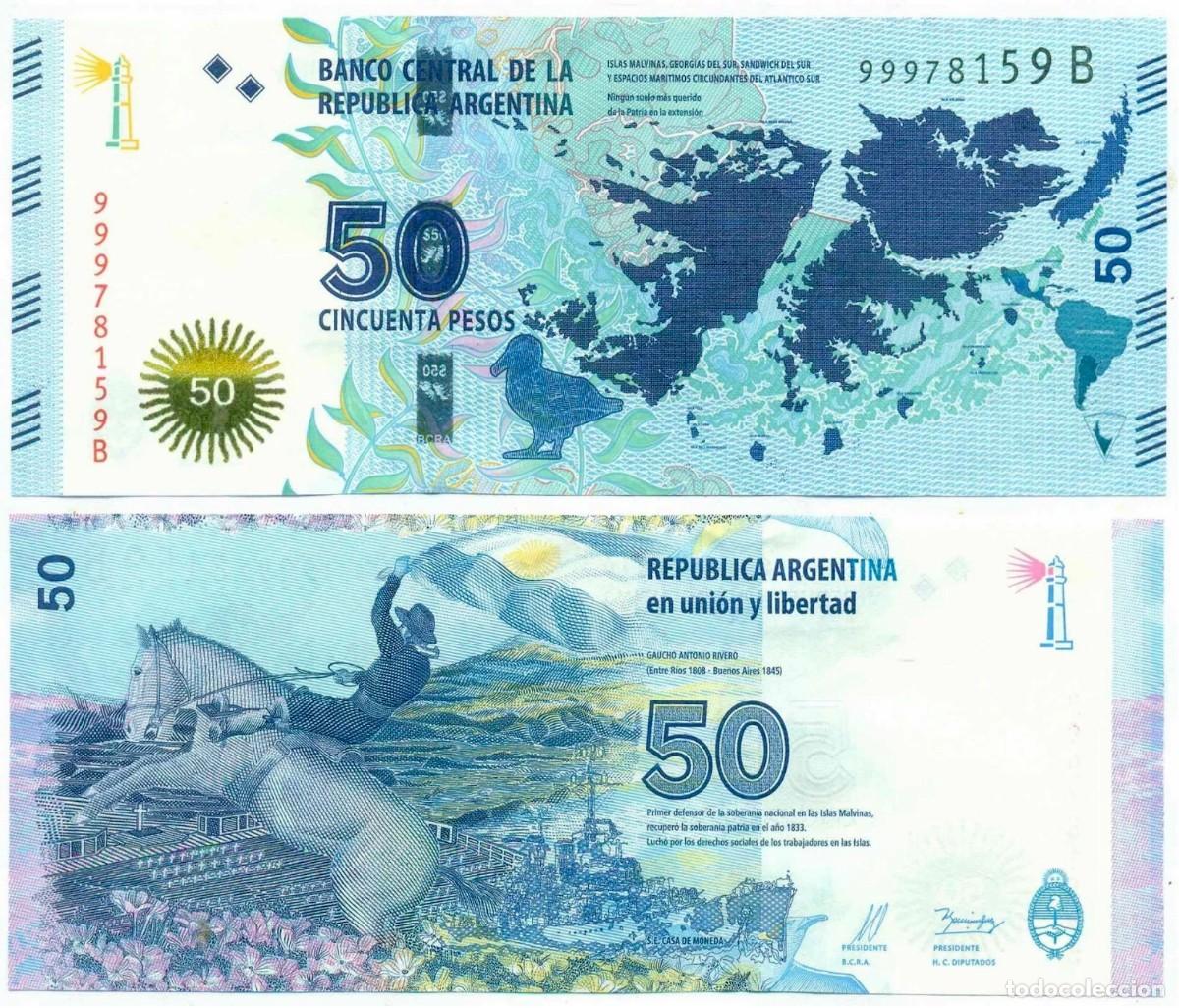 Billetes extranjeros: Argentina 50 Pesos 2015 Vanoli-Dom&iacute;nguez n/s 99978159B Sin Circular (el billete de la foto)