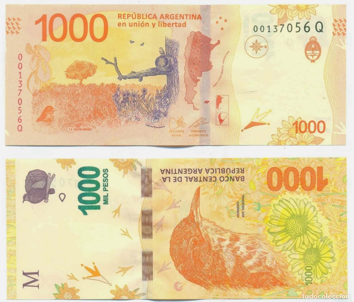Billetes extranjeros: Argentina 1000 Pesos 2021 Pesce-Massa n/s 00137056Q Calidad XF(el billete de la foto)