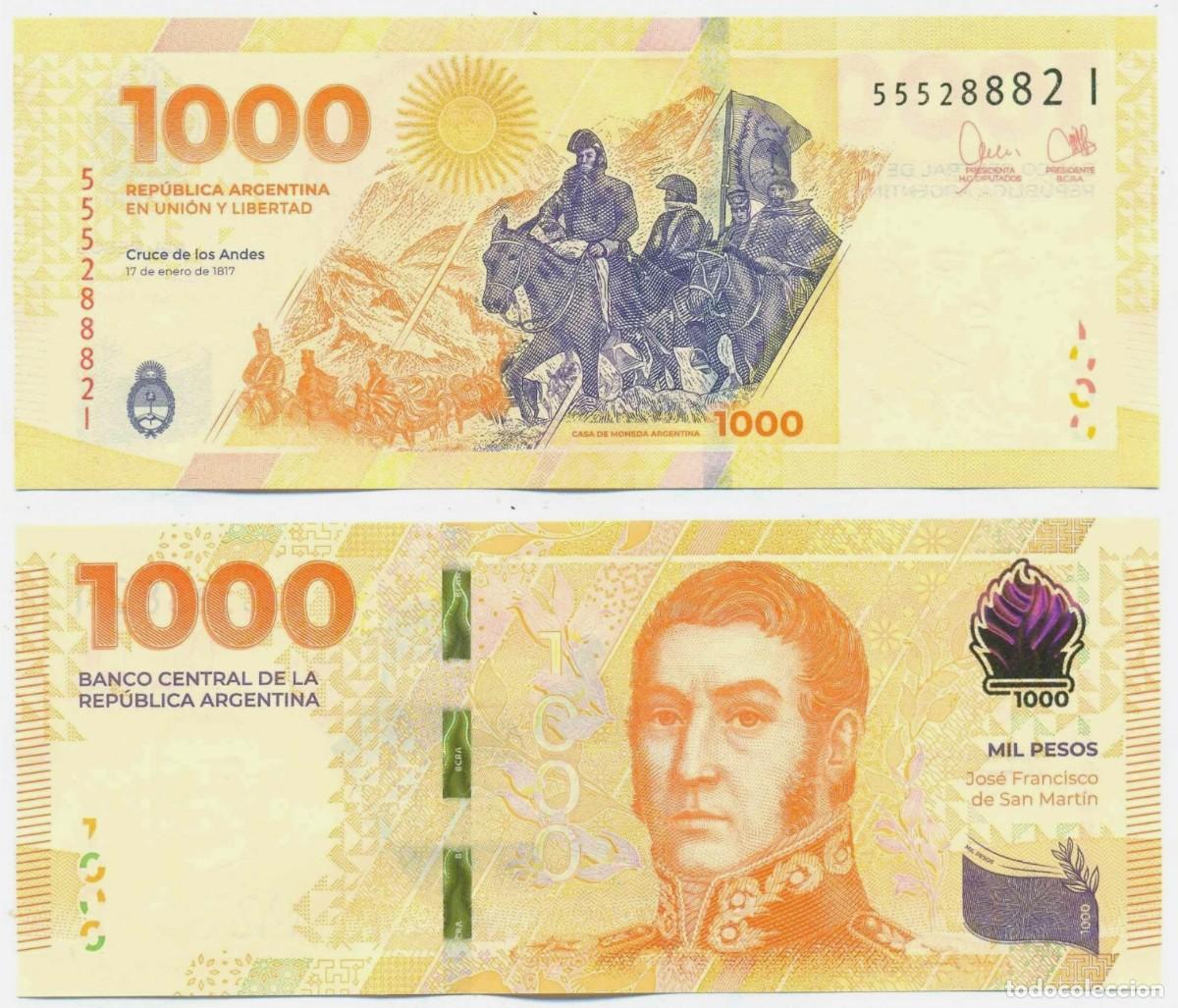Billetes extranjeros: Argentina 1000 Pesos 2023 Moureau-Pesce Pick 367 n/s 55528883I Sin Circular (el billete de la foto)