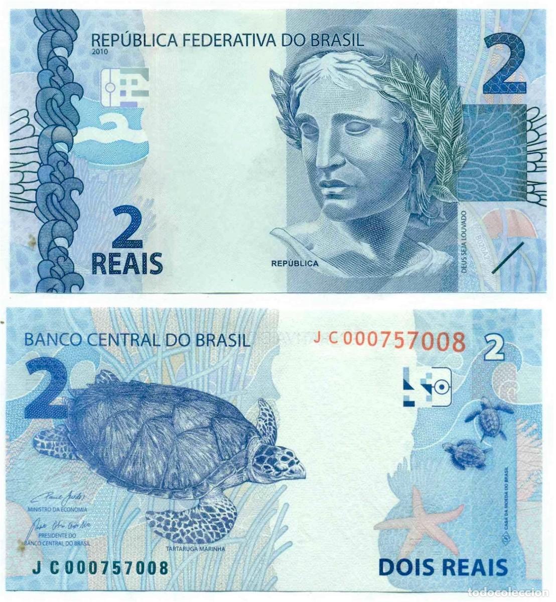 Billetes extranjeros: Brasil 2 Reales 2010 (2021) Pick 252f n/s JC000757008 Sin Circular (el billete de la foto)