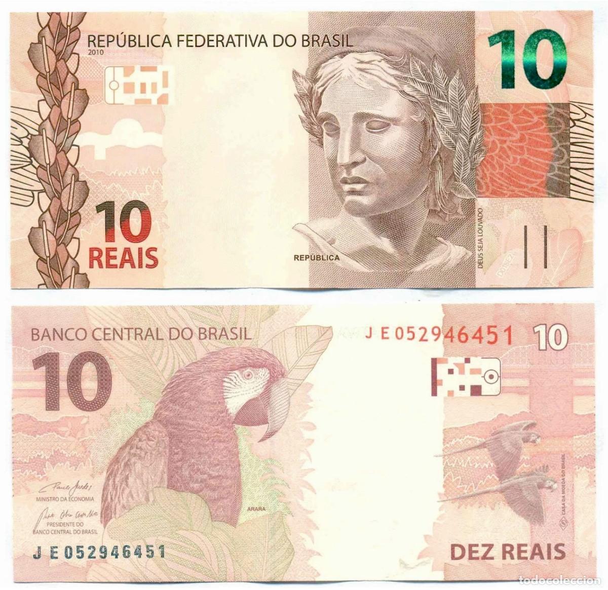Billetes extranjeros: Brasil 10 Reales 2010 (2021) Pick 254e n/s JE052946451 Sin Circular (el billete de la foto)