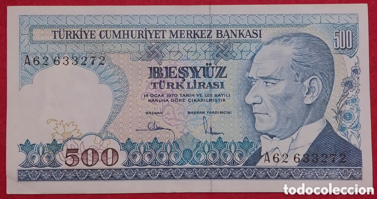 Billetes extranjeros: Billete de Turqu&iacute;a 500 liras Pick P#195 1970