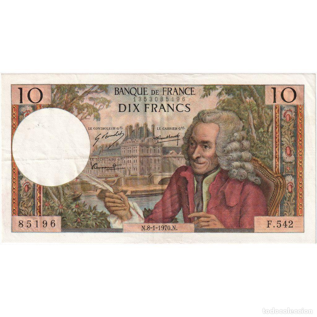 Billetes extranjeros: [#337066] Francia, 10 Francs, Voltaire, 1970-01-08, F.542, MBC
