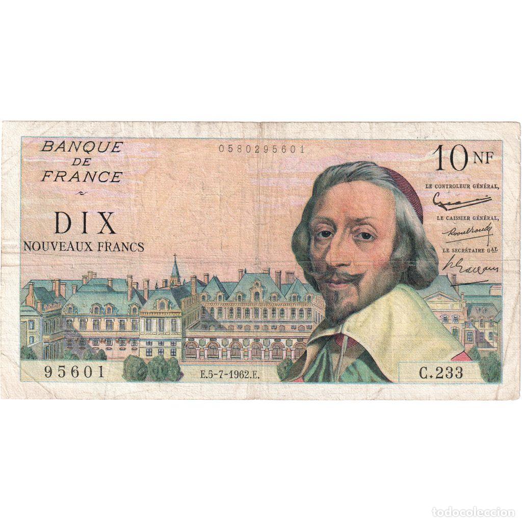 Billetes extranjeros: [#337068] Francia, 10 Nouveaux Francs, Richelieu, 1962-07-05, C.233, BC