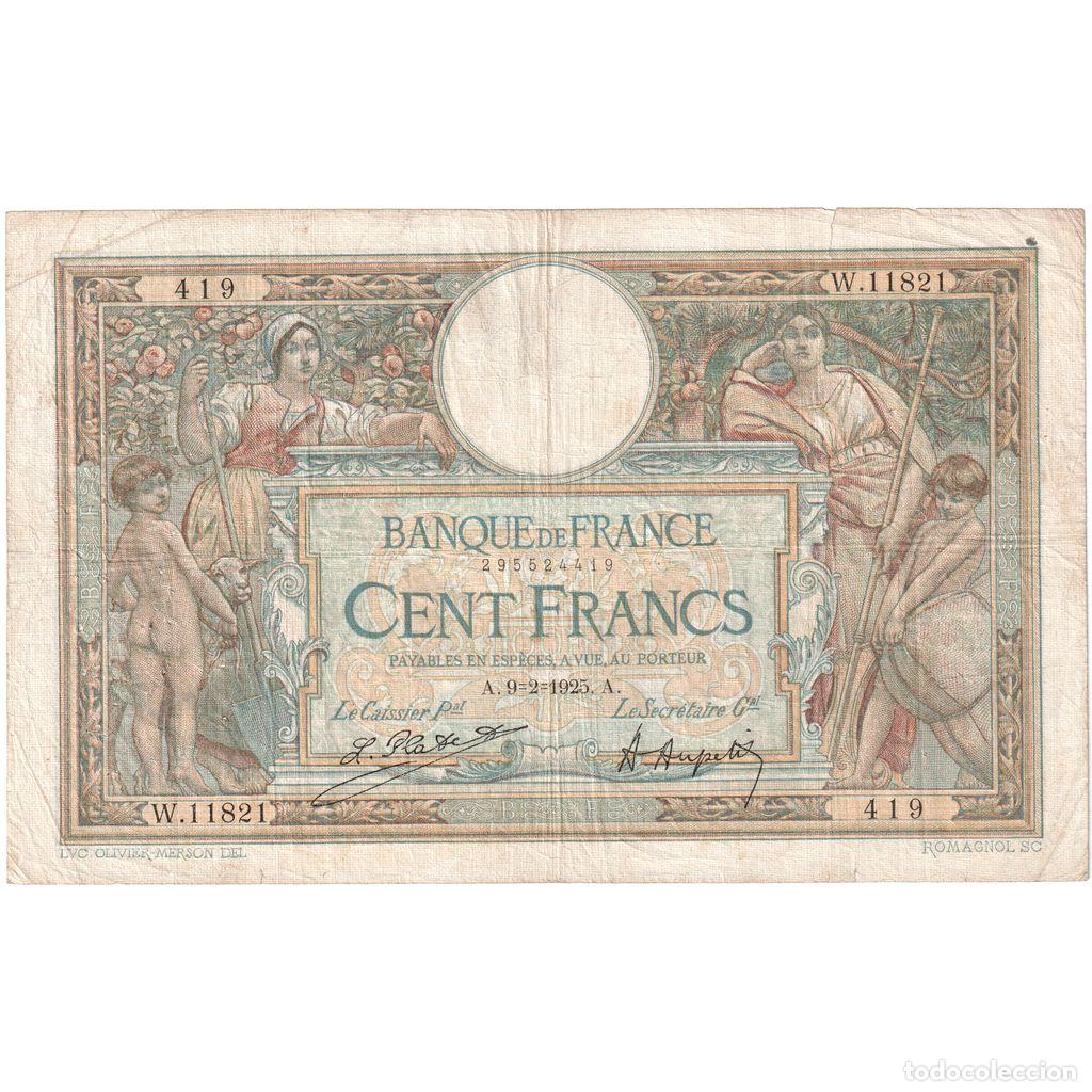 Billetes extranjeros: [#337071] Francia, 100 Francs, Luc Olivier Merson, 1925-02-09, W.11821, BC