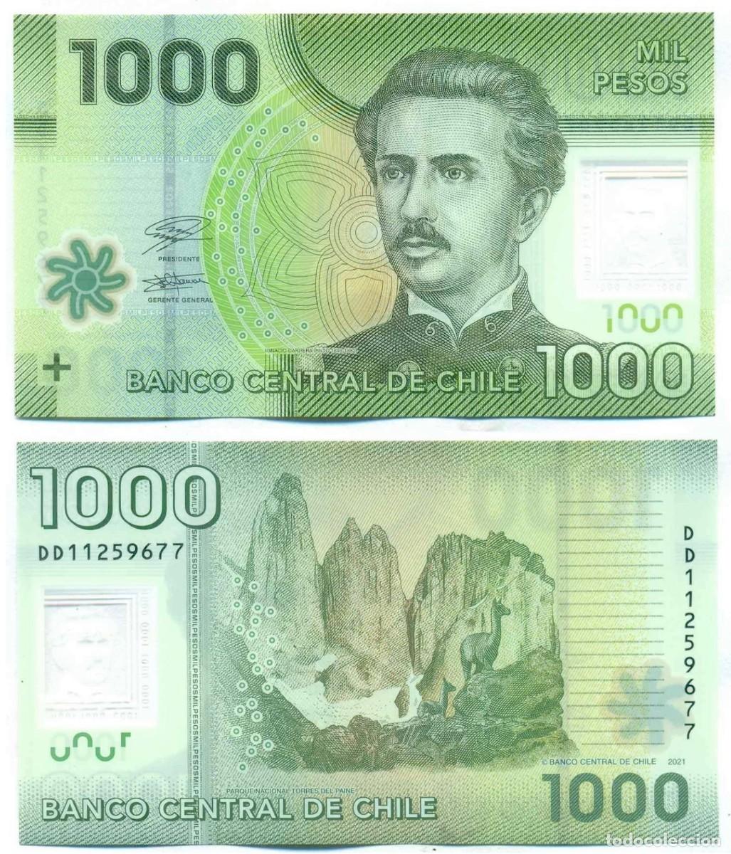 Billetes extranjeros: Chile 1000 Pesos 2021 Pick 161f n/s DD11259677 Pol&iacute;mero Sin Circular (el billete de la foto)