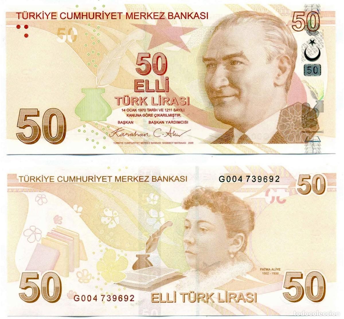 Billetes extranjeros: Turqu&iacute;a 50 Liras 2009 (2024) Pick 225g n/s G004 739692 Sin Circular (el billete de la foto)