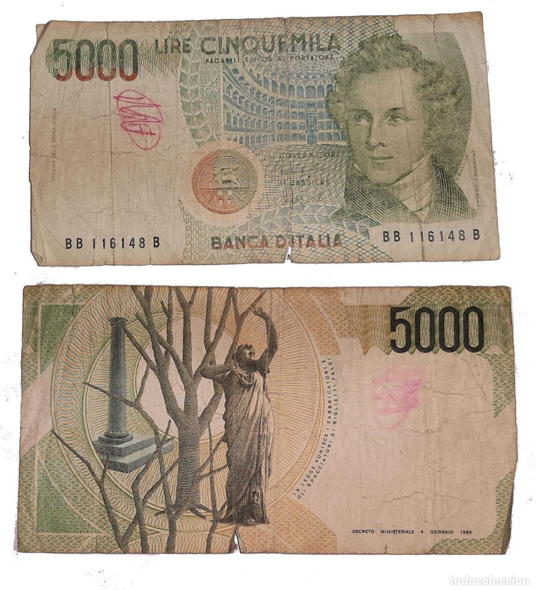 Billetes extranjeros: Billete Italia 5000 Liras 1985 - Vincenzo Bellini - Banca d'Italia (Circulado)