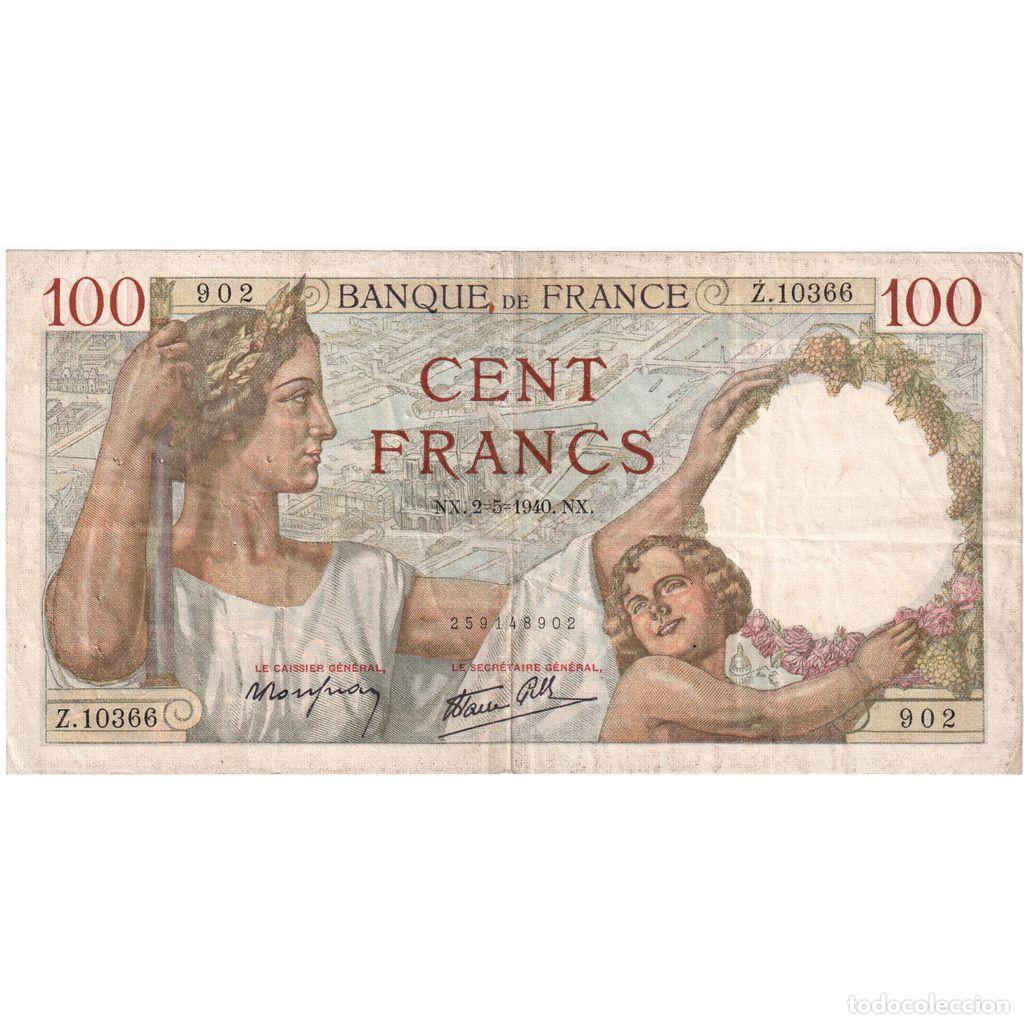 Billetes extranjeros: [#337083] Francia, 100 Francs, Sully, 1940-05-02, Z.10366, BC+