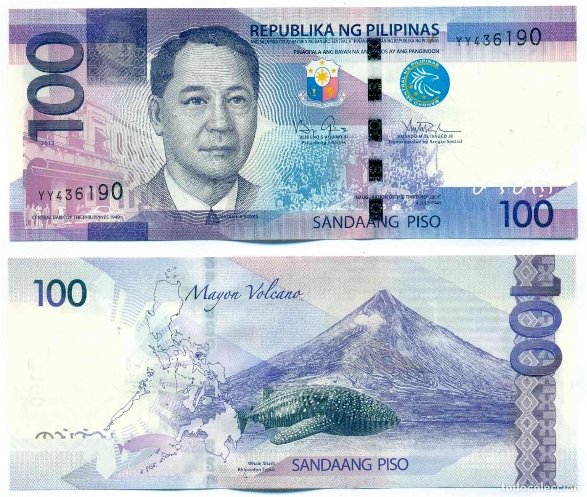 Billetes extranjeros: Filipinas 100 Pesos 2013 Pick 208a n/s YY436190 Casi Sin Circular (el billete de la foto)