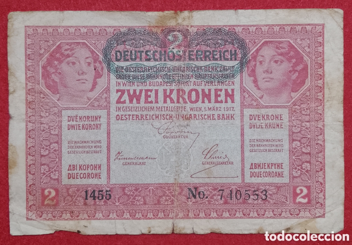 Billetes extranjeros: Billete de Austria 2 Kronen Pick P#50 1917