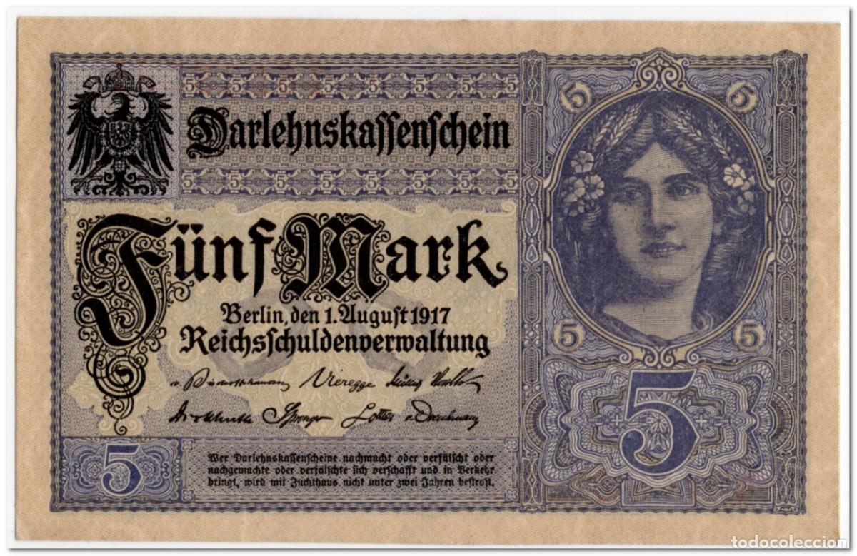 Billetes extranjeros: GERMANY,5 MARK,1917,P.56,AU-UNC
