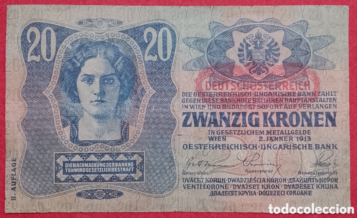 Billetes extranjeros: Billete de Austria 20 Kronen Pick P#53 1919