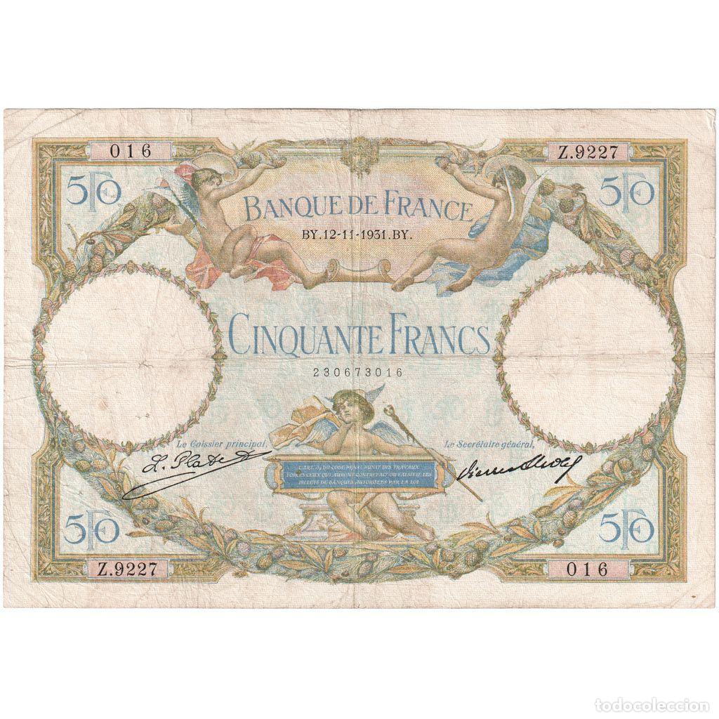 Billetes extranjeros: [#337070] Francia, 50 Francs, Luc Olivier Merson, 1931-11-12, Z.9227, BC