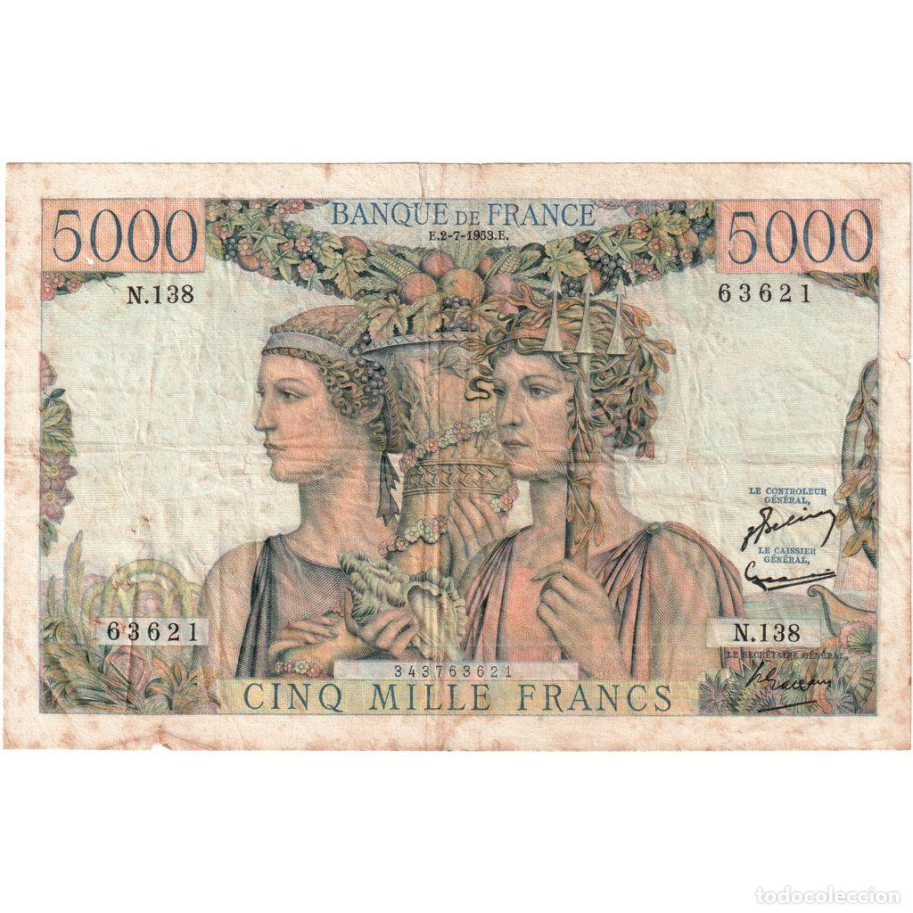 Billetes extranjeros: [#337067] Francia, 5000 Francs, Terre et Mer, 1953-07-02, N.138, BC