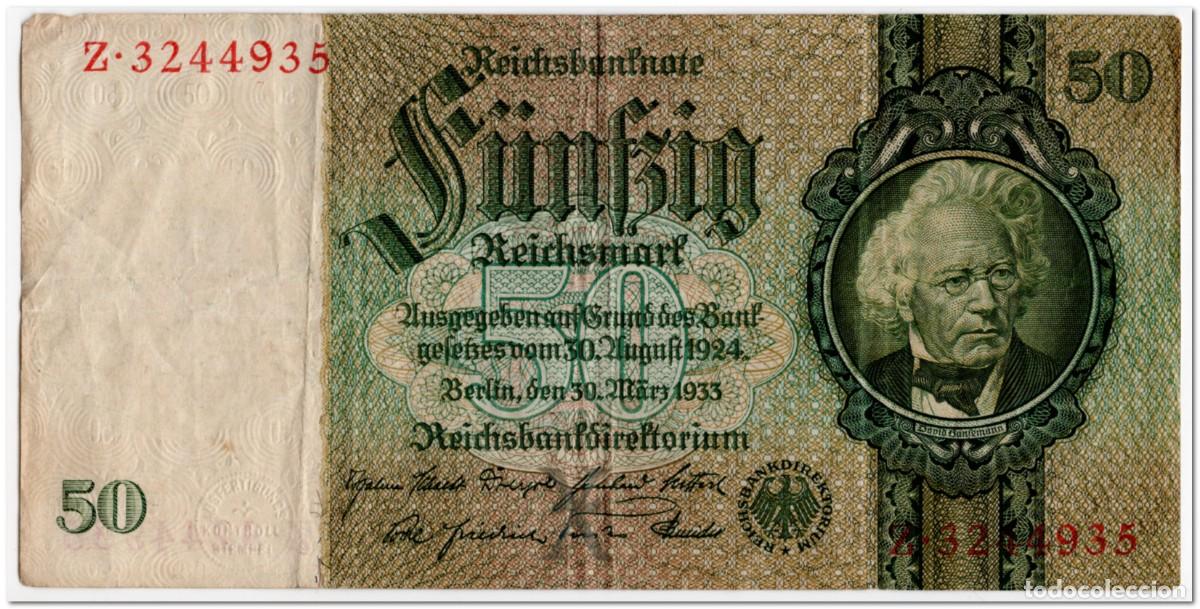 Billetes extranjeros: GERMANY,50 REICHSMARK,1933,P.182,F-VF