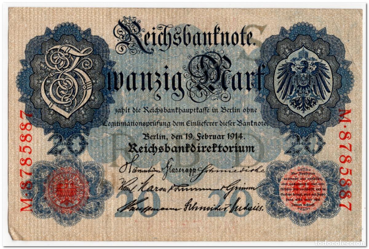 Billetes extranjeros: GERMANY,20 MARK,1914,P.46b,XF