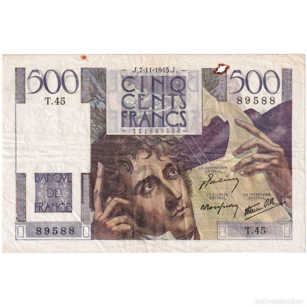 Billetes extranjeros: [#337086] Francia, 500 Francs, Chateaubriand, 1945-11-07, T.45, BC