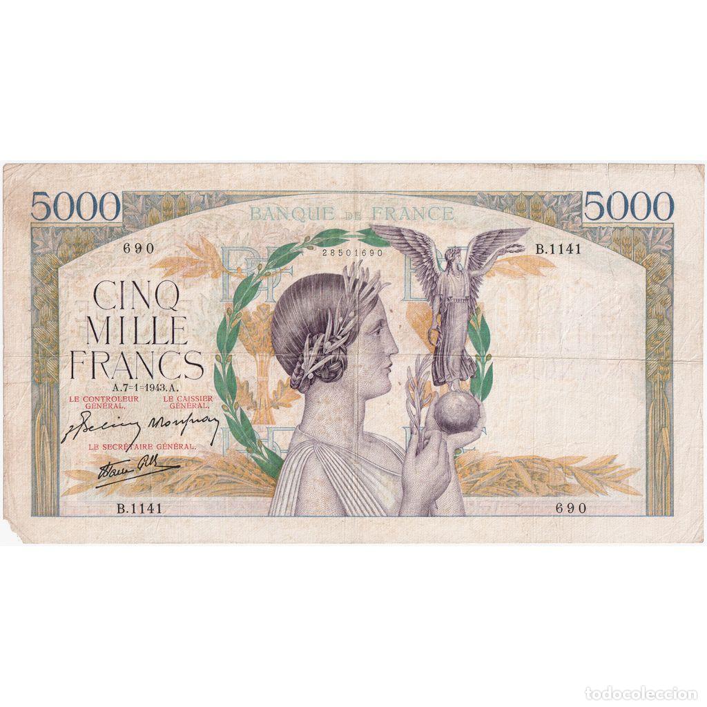 Billetes extranjeros: [#337087] Francia, 5000 Francs, Victoire, 1943-01-07, B.1141, BC