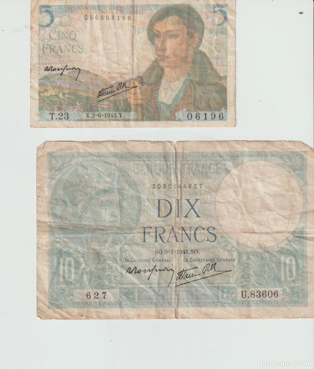 Billetes extranjeros: BILLETES DE FRANCIA 5 Y 10 FRANCS