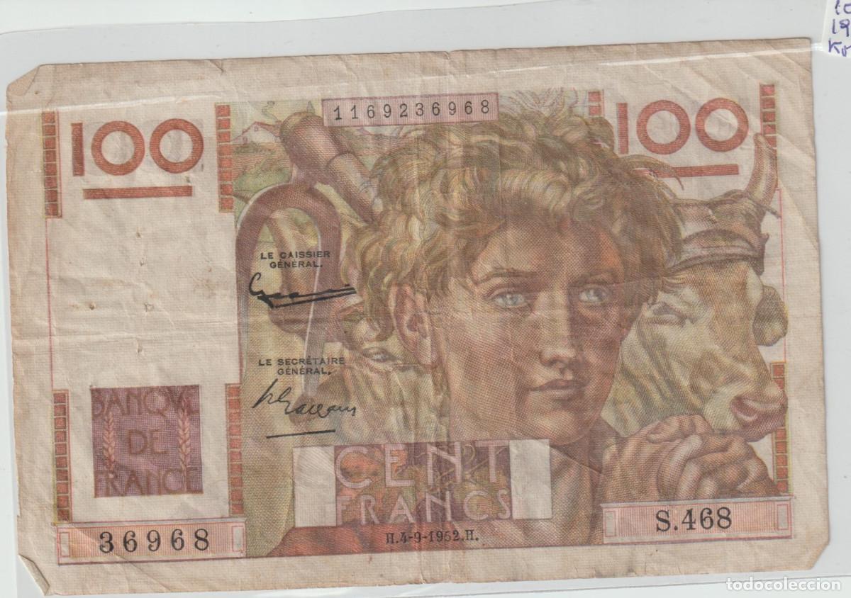 Billetes extranjeros: BILLETES DE FRANCIA 100 FRANCS 1952