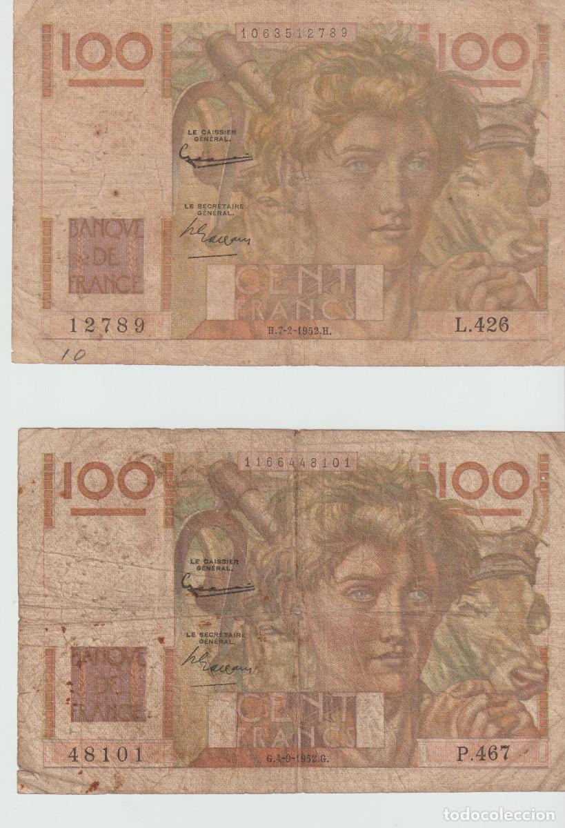 Billetes extranjeros: BILLETES DE FRANCIA 100 FRANCS 1952 Y 54