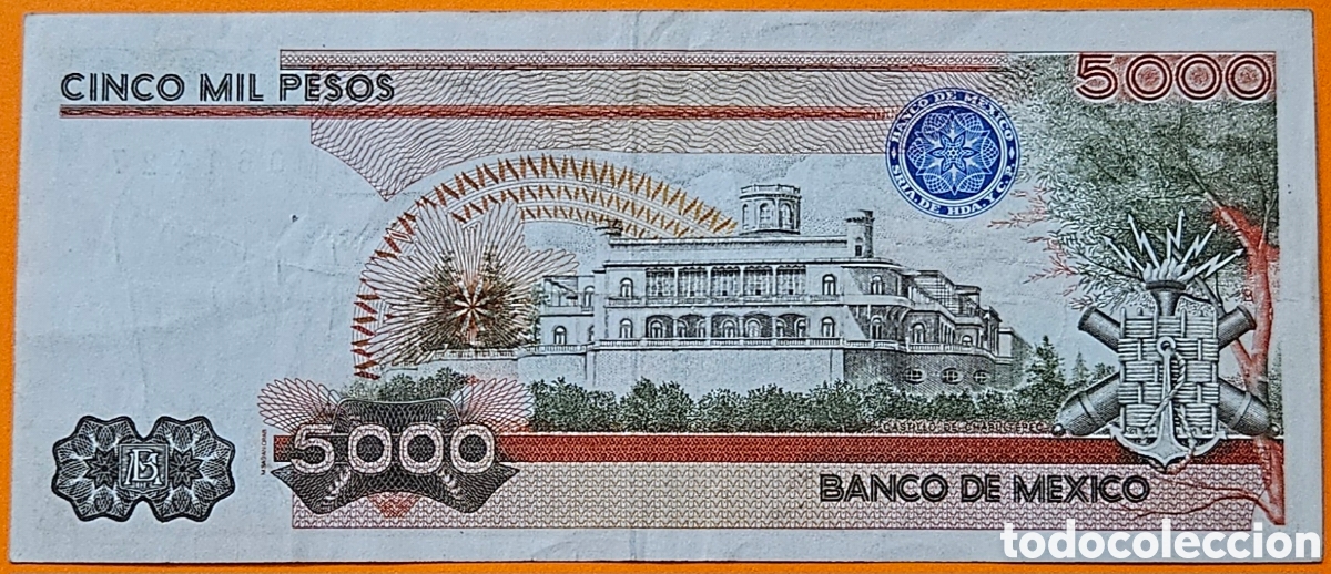Billetes extranjeros: MEXICO, 5000 PESOS, 1985. - Foto 2