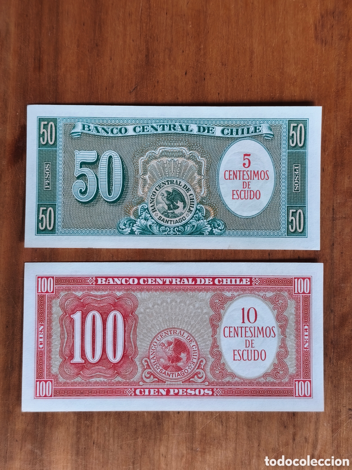 Billetes extranjeros: Lote 2 billetes Chile 1962 - Foto 2