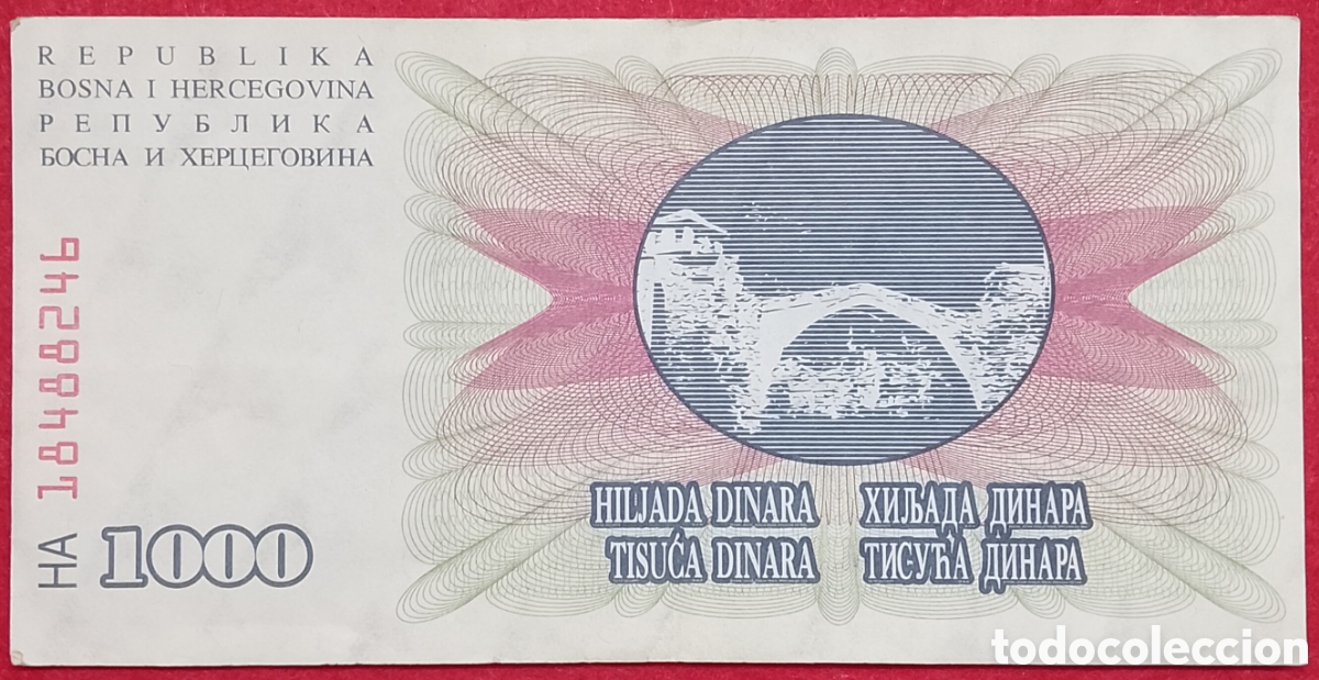 Billetes extranjeros: Billete de Bosnia Herzegovina 1000 dinara Pick P#15 1992