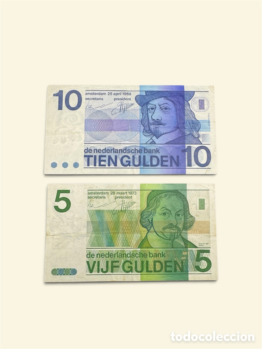 Billetes extranjeros: Lote 2 billetes Pa&iacute;ses Bajos