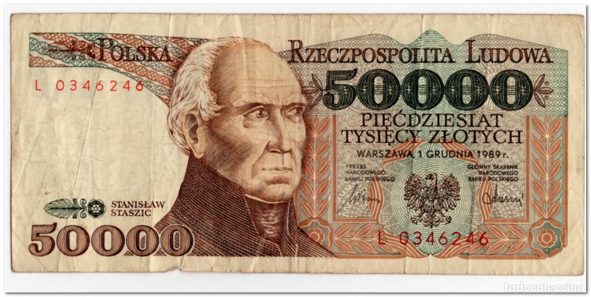 Billetes extranjeros: POLAND,50 000 ZLOTYCH,1989,P.153,FINE