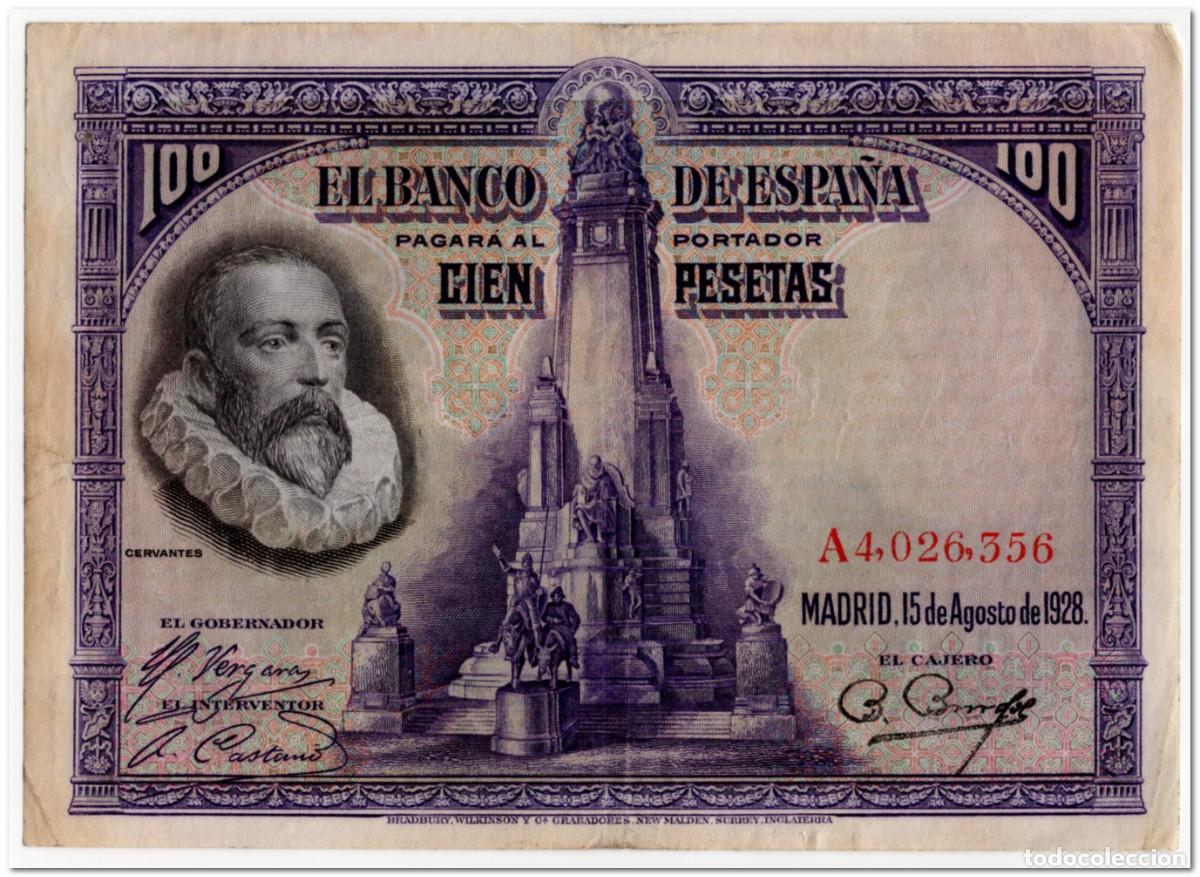 Billetes extranjeros: SPAIN,100 PESETAS,1928,P.76,F-VF
