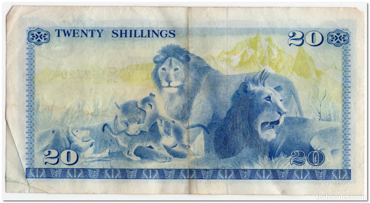Billetes extranjeros: KENYA,20 SHILINGI,1978,P.17,VF - Foto 2