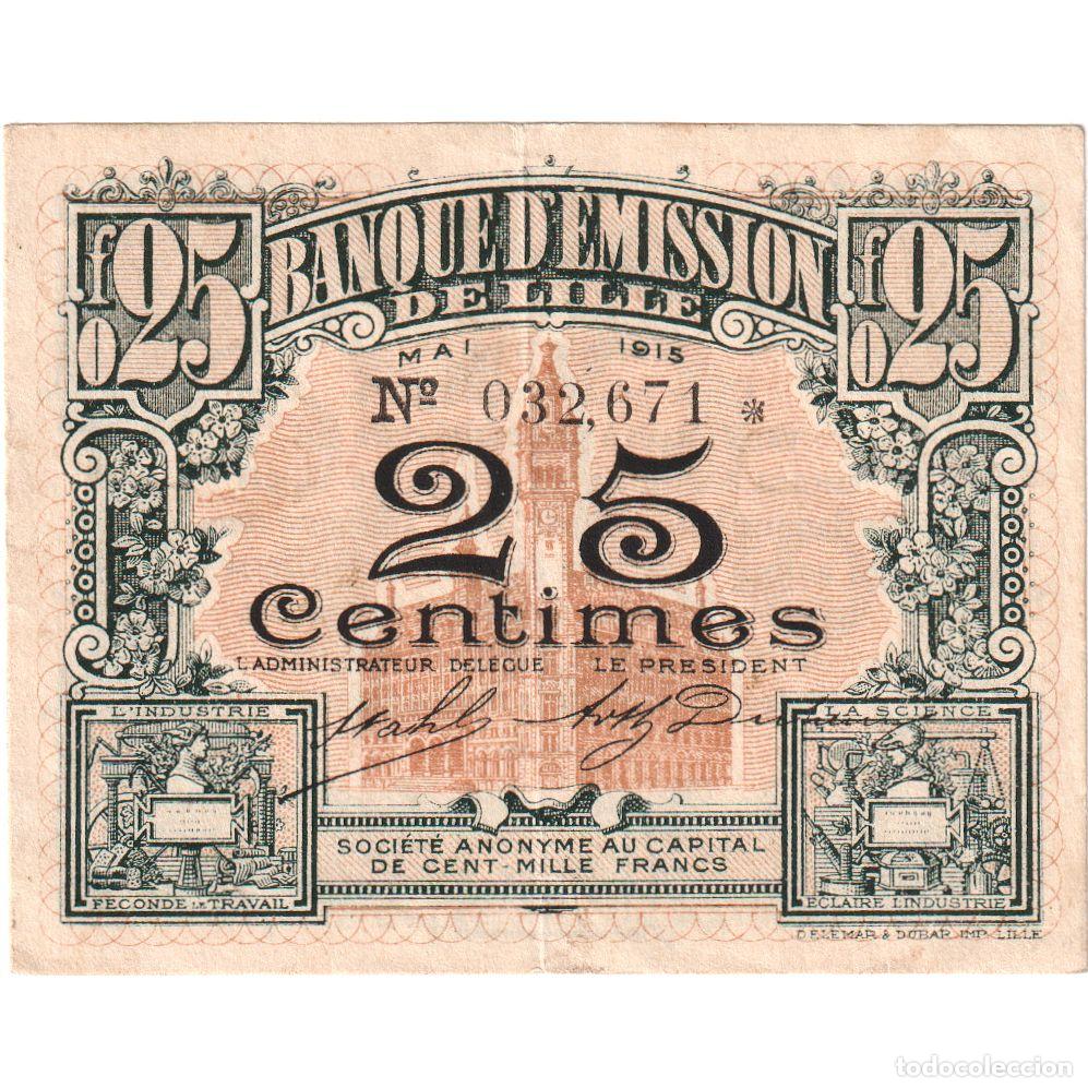 Billetes extranjeros: [#337112] Francia, Lille, 25 Centimes, 05-1915, 032671, MBC
