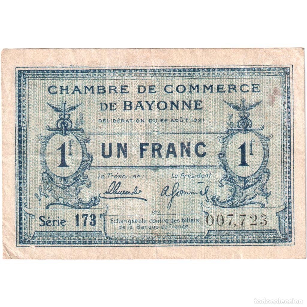 Billetes extranjeros: [#337121] Francia, Bayonne, 1 Franc, 1921-08-26, SERIE 173, BC