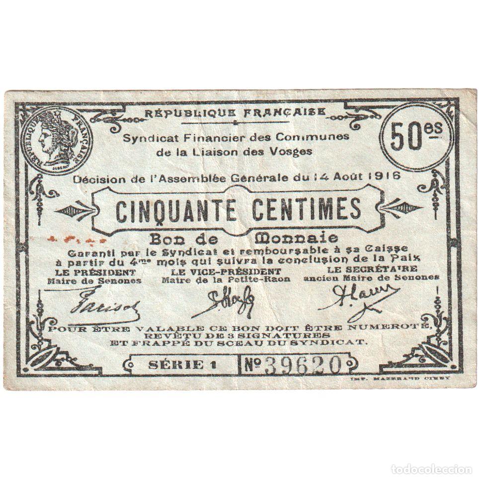 Billetes extranjeros: [#337122] Francia, 50 Centimes, 1916-08-14, BC+