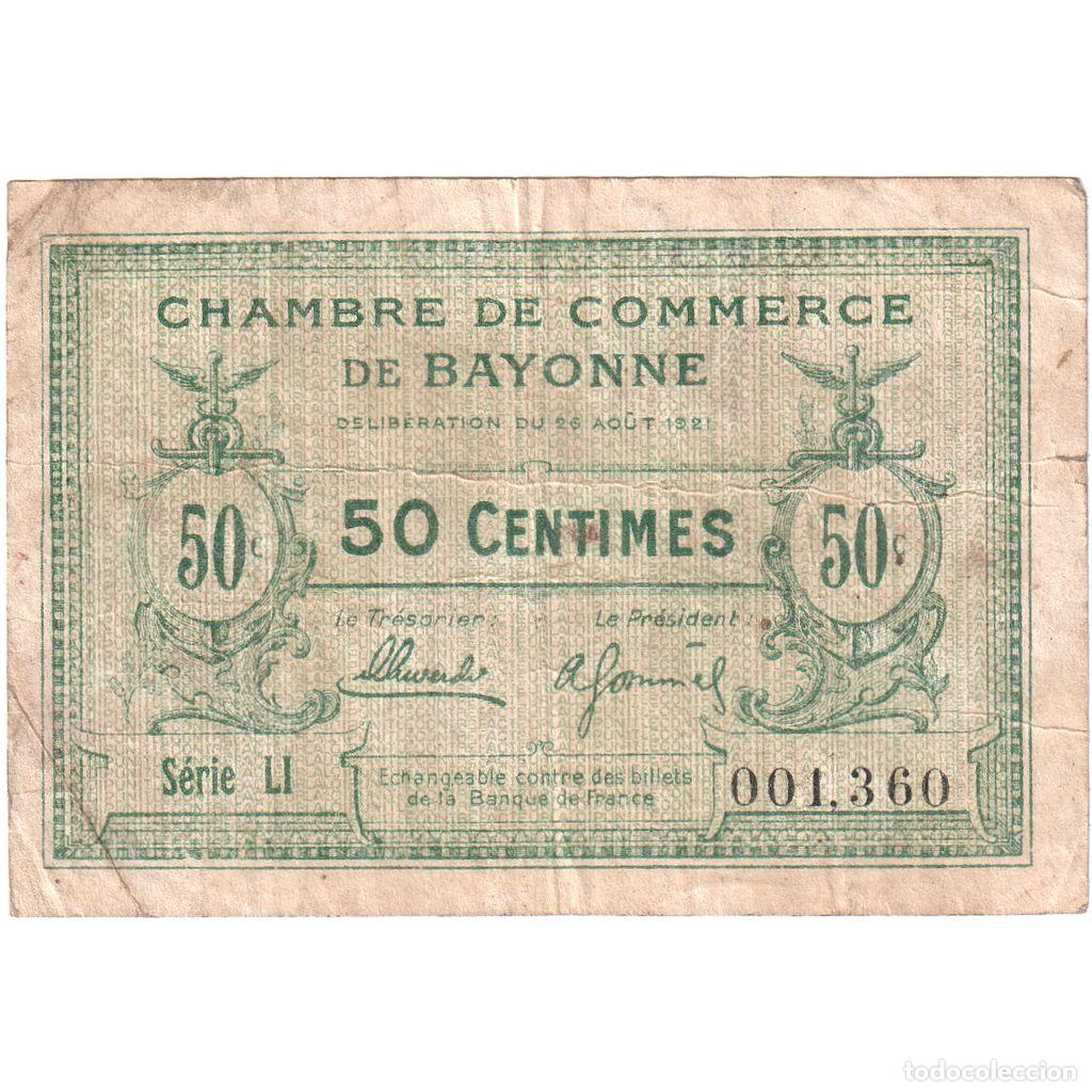 Billetes extranjeros: [#337118] Francia, Bayonne, 50 Centimes, 1921-08-26, SERIE LI, RC+