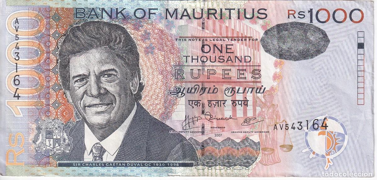 Billetes extranjeros: BILLETE DE MAURITIUS DE 1000 RUPIAS DEL A&Ntilde;O 2007 EN BUENA CALIDAD