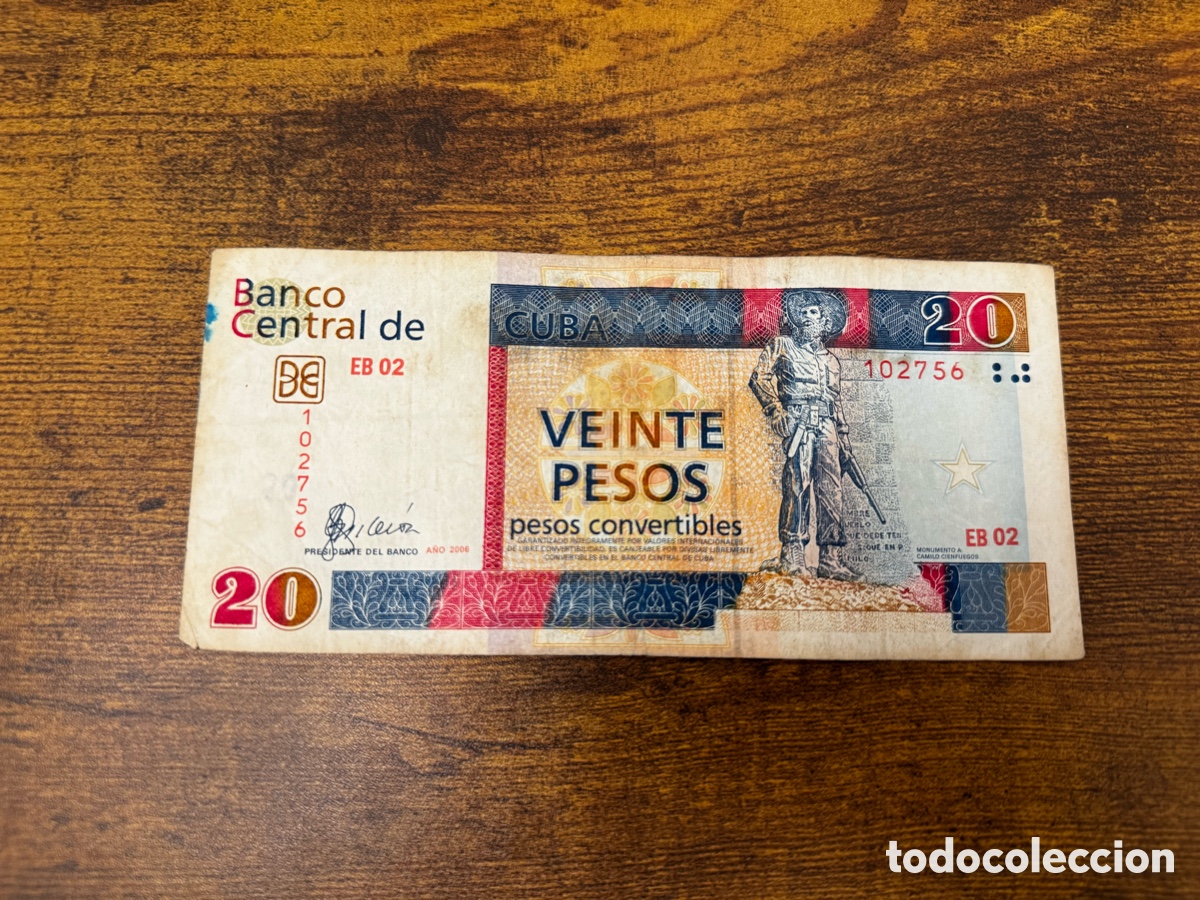 Billetes extranjeros: Billete de 20 pesos Convertibles CUC Cuba 2006. Circulado