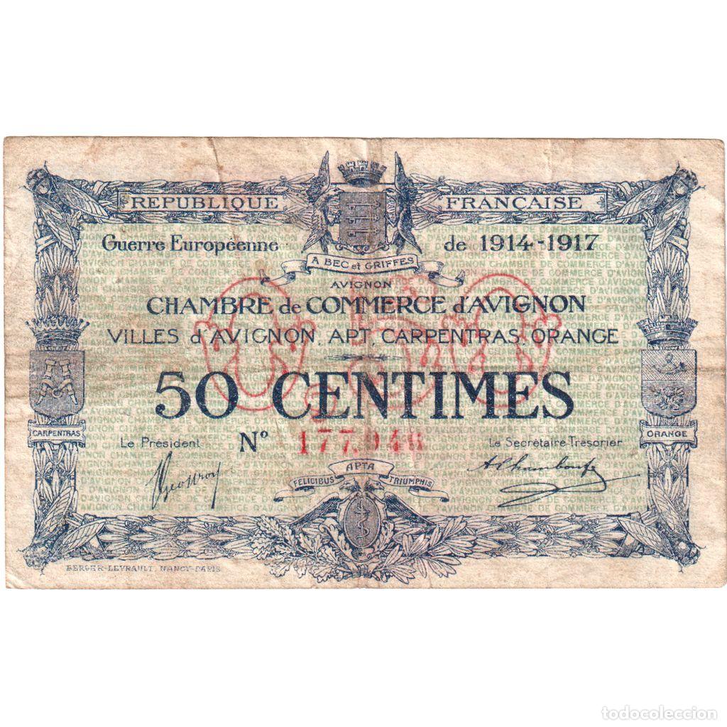 Billetes extranjeros: [#337125] Francia, AVIGNON, 50 Centimes, 1915-08-11, 177946, RC