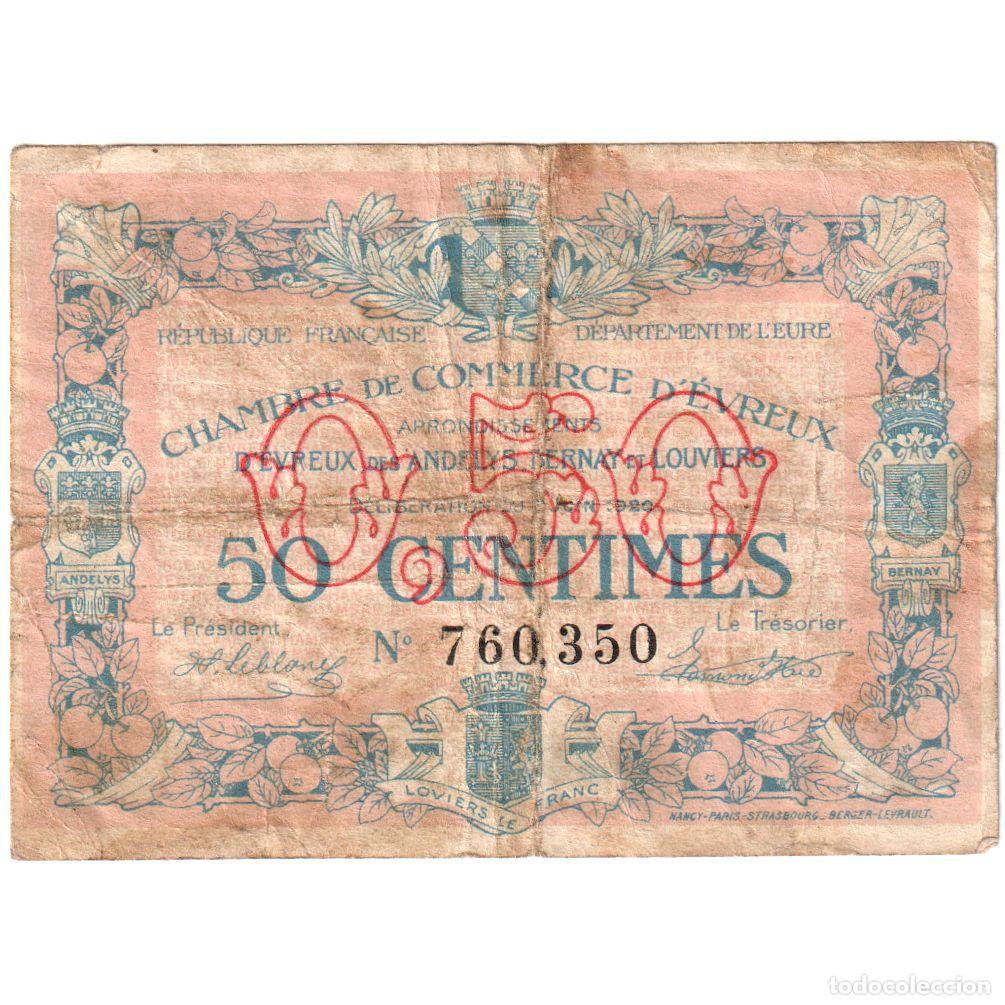 Billetes extranjeros: [#337126] Francia, Evreux, 50 Centimes, 1920-06-01, 760350, MC+
