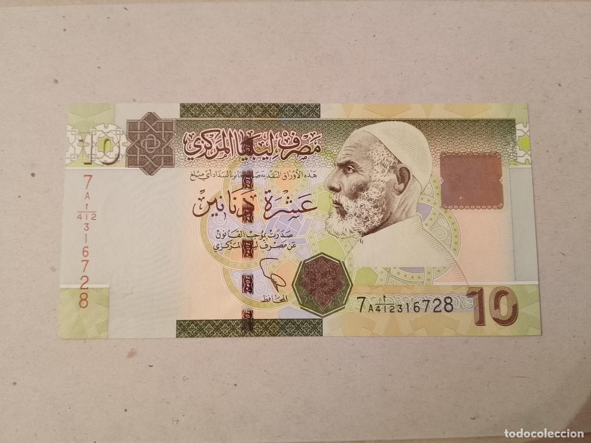 Billetes extranjeros: Billete Libia, 10 dinares, a&ntilde;o 2009, serie A, UNC