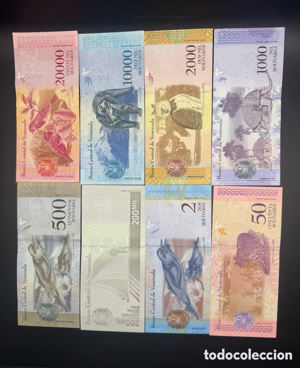 Billetes extranjeros: Lote 8 billetes Venezuela - Foto 2