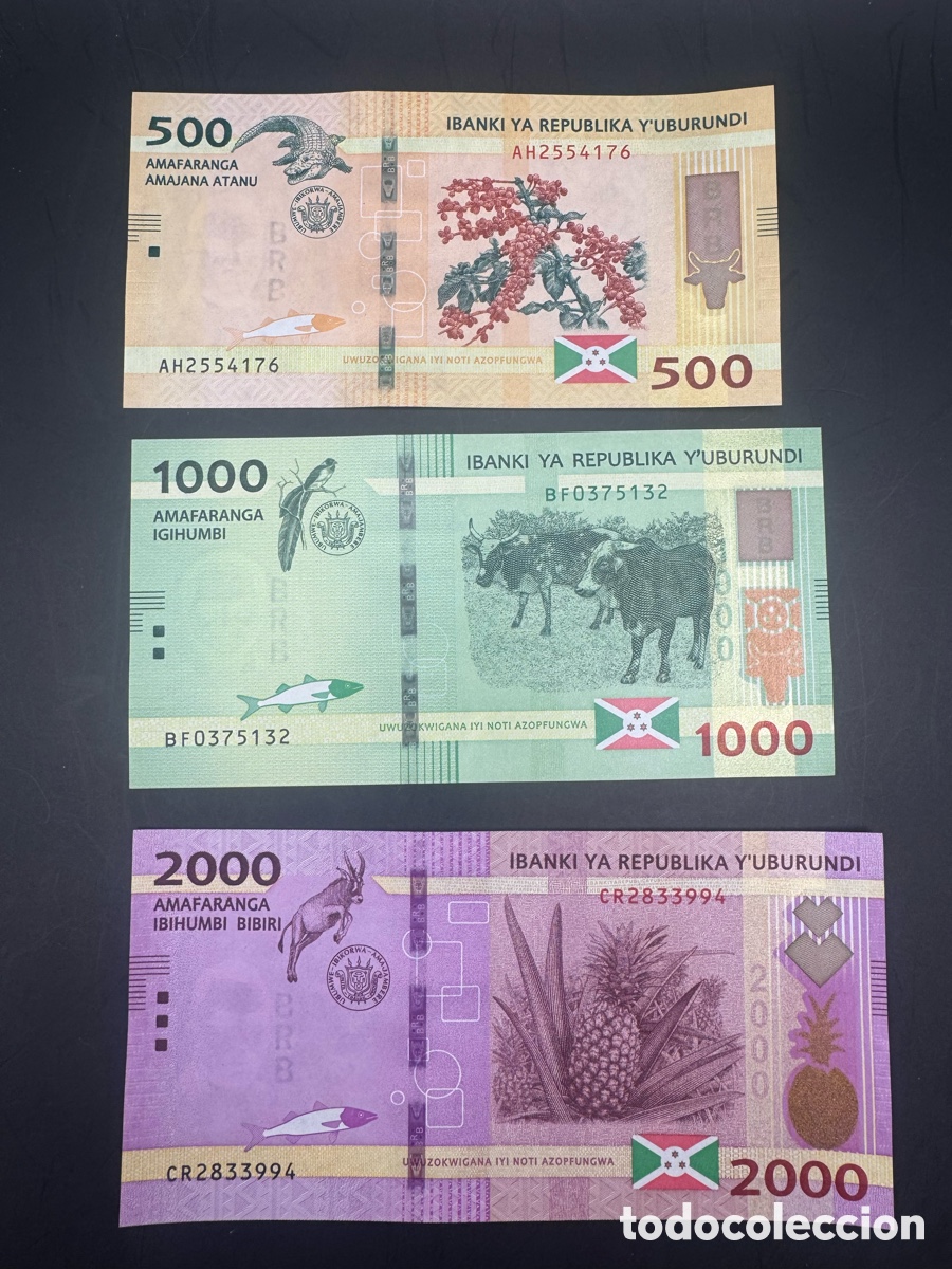 Billetes extranjeros: Lote 3 billetes Burundi - Foto 2