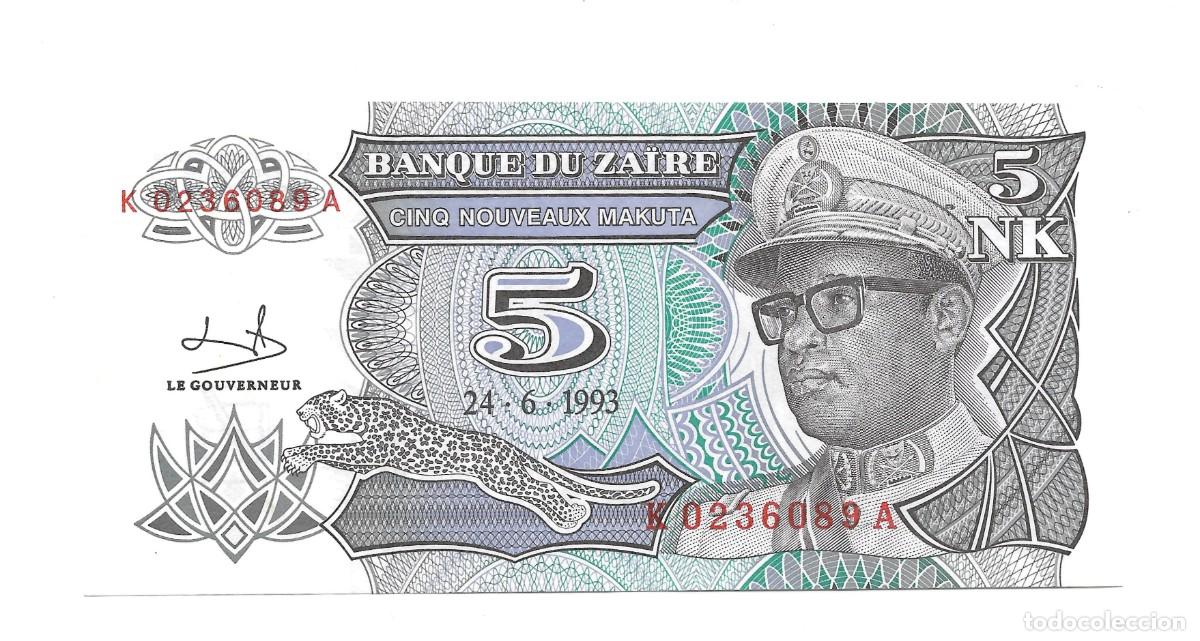 Billetes extranjeros: 5 Nouveaux Makuta CONGO/ZAIRE 1993 UNC