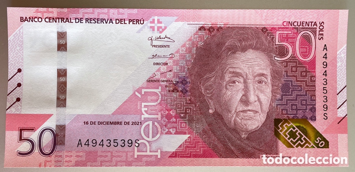 Billetes extranjeros: Per&uacute;. 50 soles. 2021