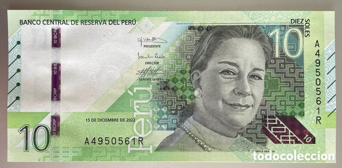 Billetes extranjeros: Per&uacute;. 10 soles. 2022