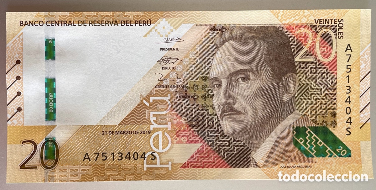 Billetes extranjeros: Per&uacute;. 20 soles. 2019 - Foto 1